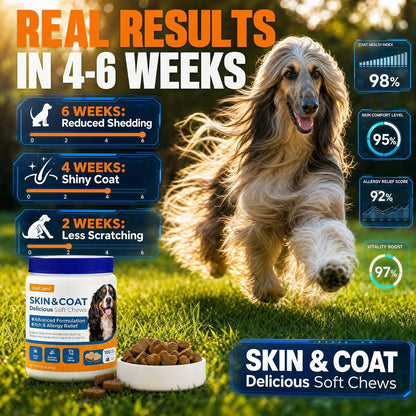 Omega 3 Fish Oil for Dogs Skin & Coat, Allergy & Itch 15 Ct | Pure Wild Alaskan Salmon Oil with 180Mg EPA + 120Mg DHA per Chew. for Skin, Coat, Shedding, Itch & Seasonal Allergies.